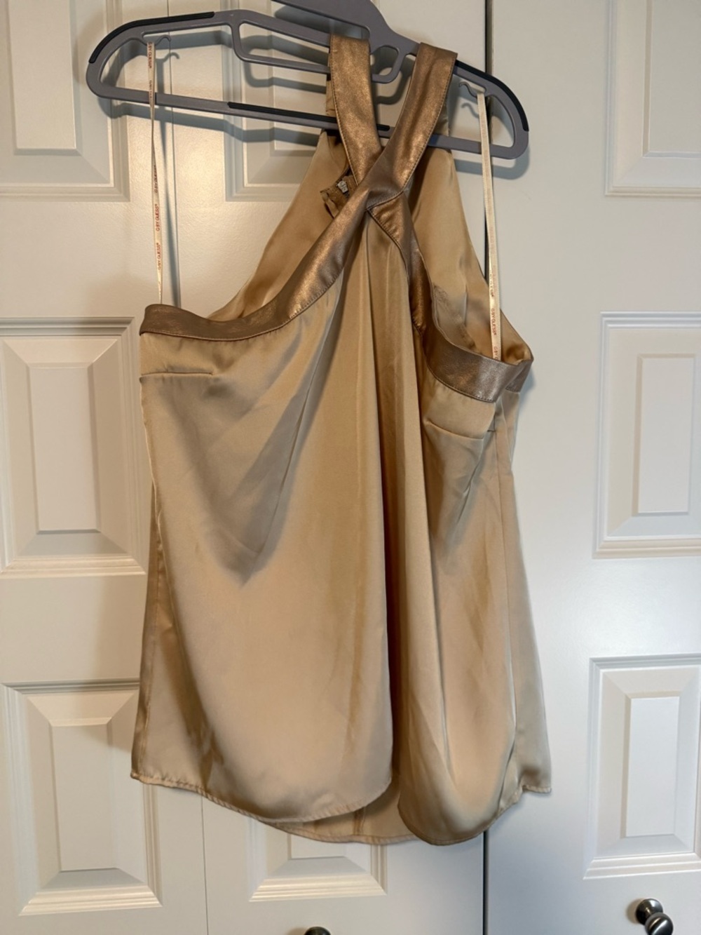 G by Guess Gold Satin Halter Tank Top